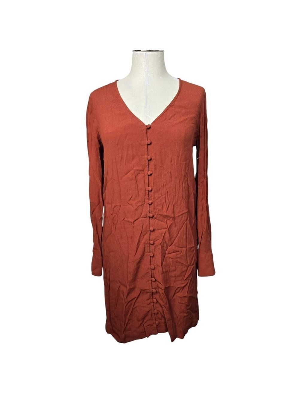 Madewell Heather Rusty Torch Long Sleeves Button Front Dress XXS